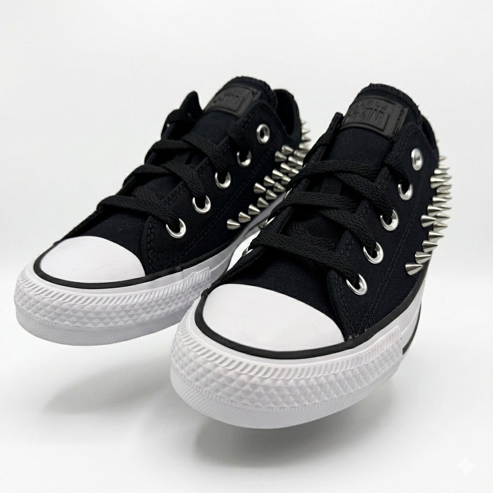Converse All Star Studded Shoes Women Size 6 Black Spiked A06454C Metal **NEW**